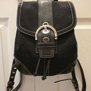COACH 9764 Vintage (2005) Backpack Black Signature Jacquard And Leather Bag EUC